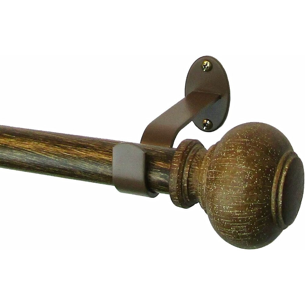 Threadmade Rhinebeck Faux Wood Single Curtain Rod 1-Inch Adjustable Telescoping